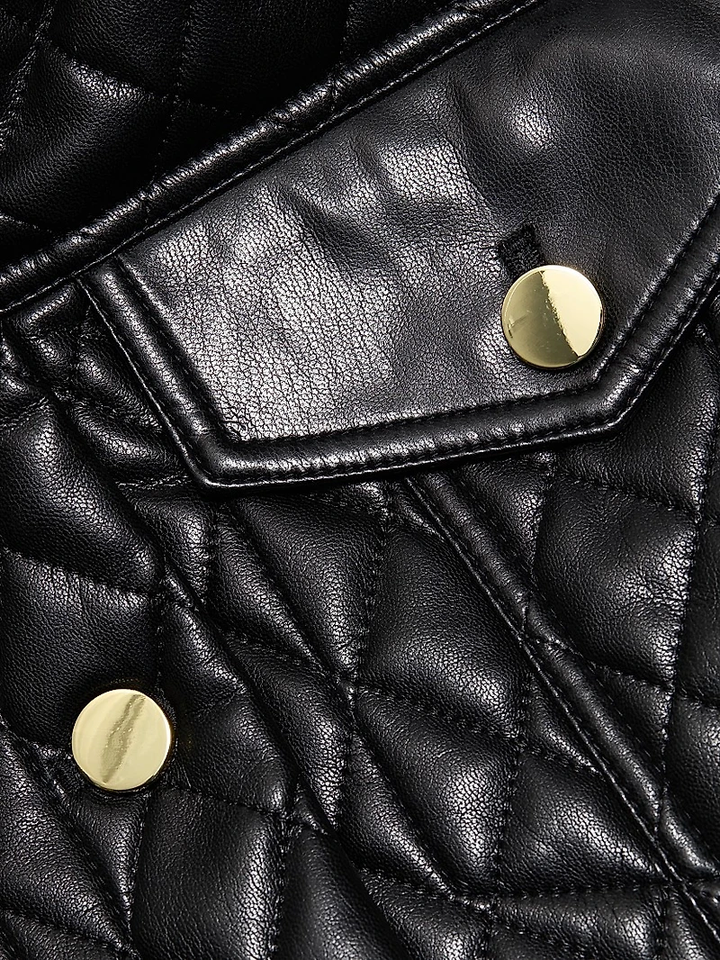 Chloe Quilted Faux-Leather Crop Jacket