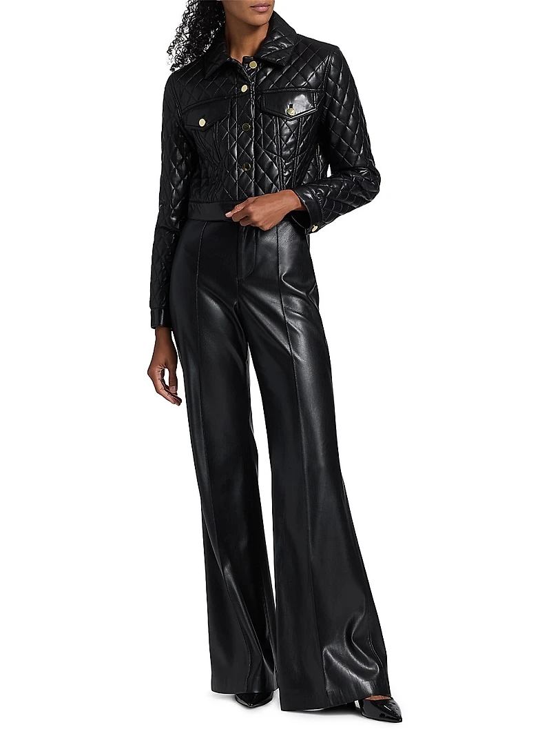 Chloe Quilted Faux-Leather Crop Jacket