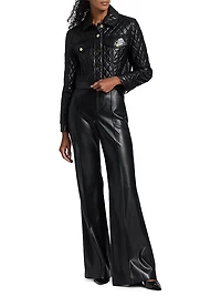 Chloe Quilted Faux-Leather Crop Jacket