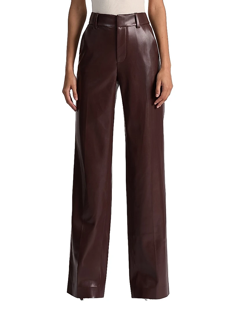 Alexander Faux-Leather Straight-Leg Pants