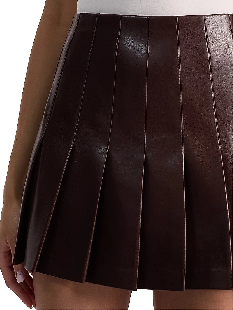 Carter Faux Leather Pleated Miniskirt