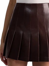 Carter Faux Leather Pleated Miniskirt
