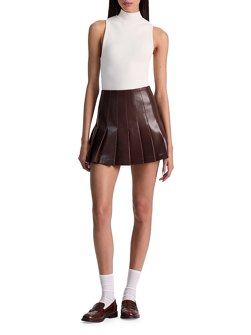 Carter Faux Leather Pleated Miniskirt