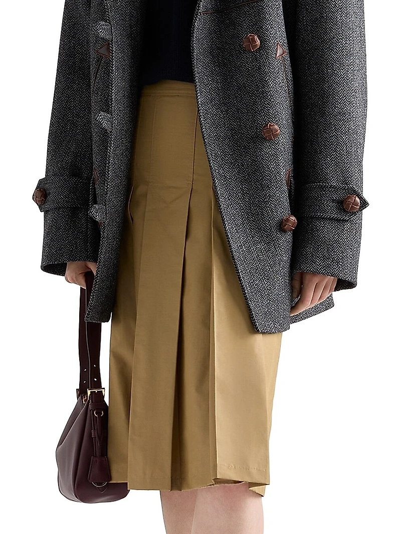 Pleated Technical Fabric Skirt