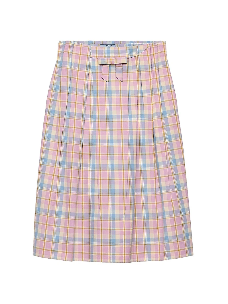 Checked Cotton Midi Skirt