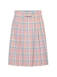 Checked Cotton Midi Skirt