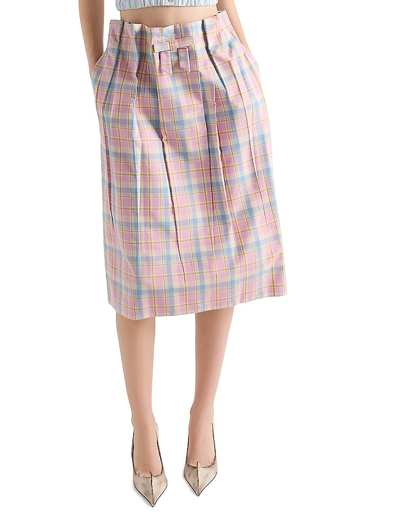Checked Cotton Midi Skirt