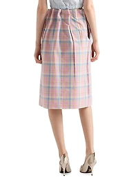 Checked Cotton Midi Skirt