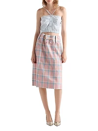 Checked Cotton Midi Skirt