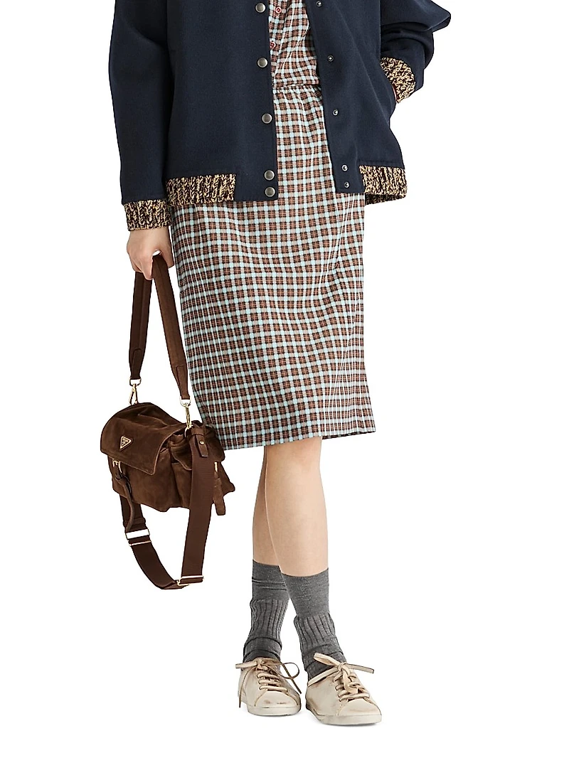 Checked Stretch Georgette Skirt