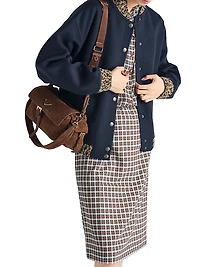 Checked Stretch Georgette Skirt