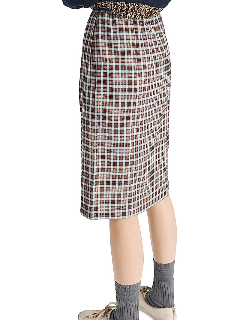 Checked Stretch Georgette Skirt