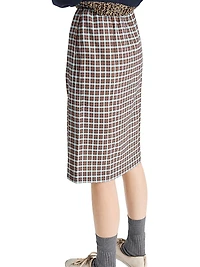 Checked Stretch Georgette Skirt