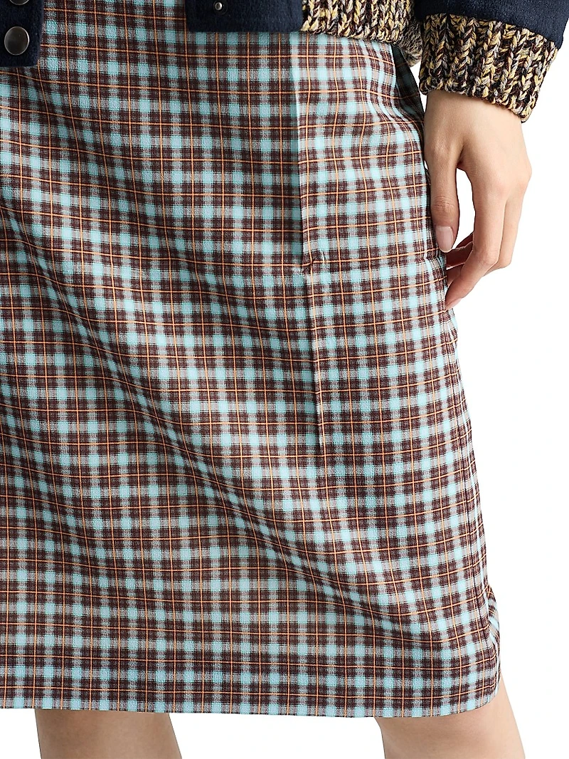 Checked Stretch Georgette Skirt
