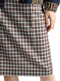 Checked Stretch Georgette Skirt