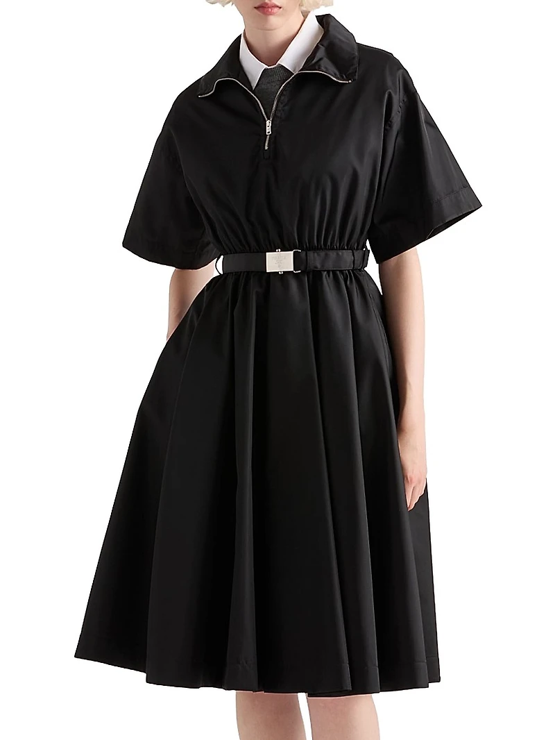 Short Sleeved Re-Nylon Midi Dress