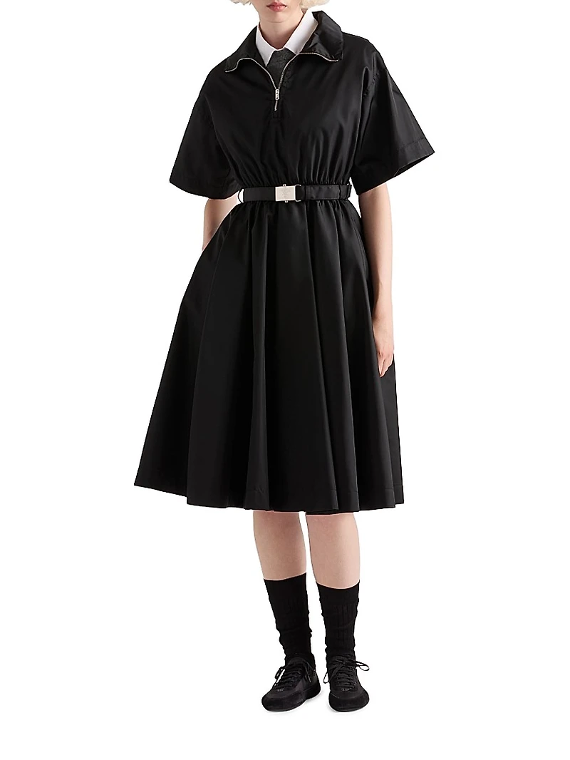 Short Sleeved Re-Nylon Midi Dress