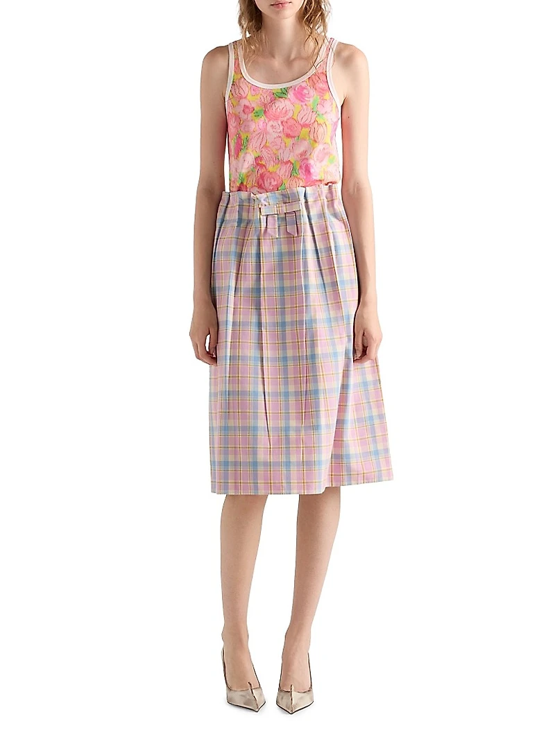 Printed Ribbed Knit Cotton Tank Top