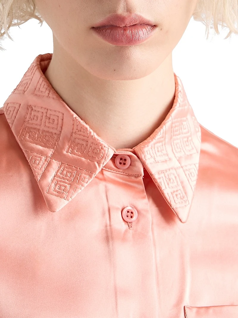 Embroidered Washed Satin Shirt