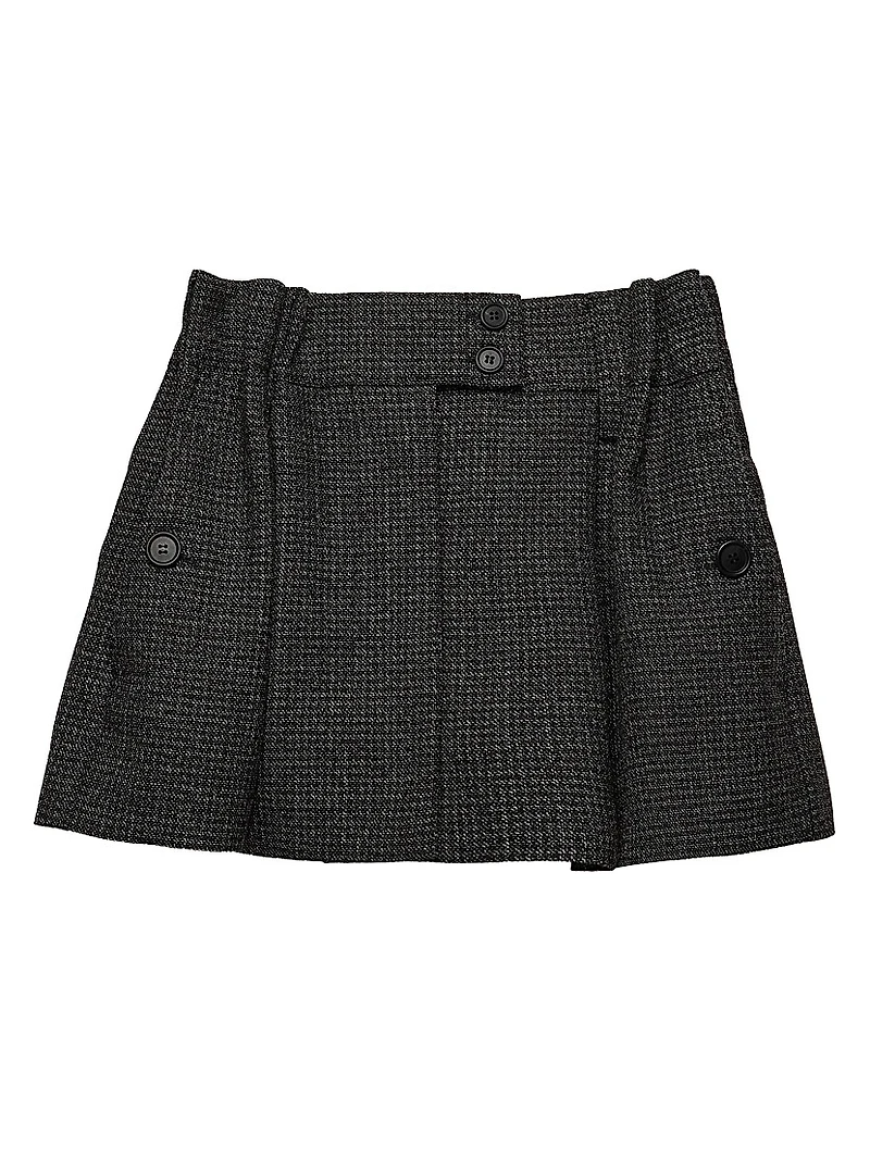 Gingham Check Mouline Wool Miniskirt