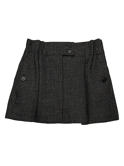 Gingham Check Mouline Wool Miniskirt