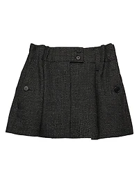Gingham Check Mouline Wool Miniskirt