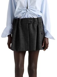 Gingham Check Mouline Wool Miniskirt