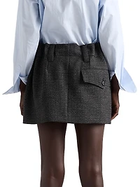 Gingham Check Mouline Wool Miniskirt