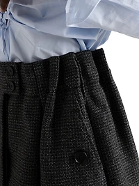 Gingham Check Mouline Wool Miniskirt
