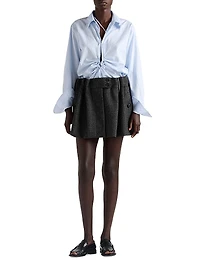 Gingham Check Mouline Wool Miniskirt