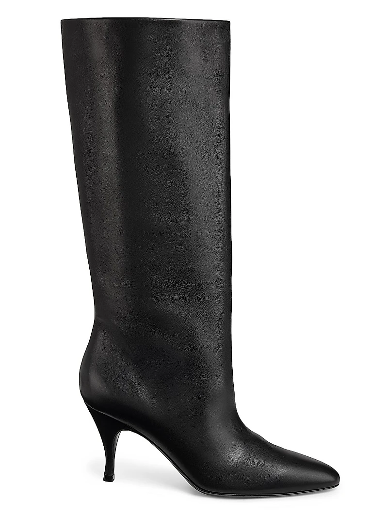 80MM Leather Knee-High Booties