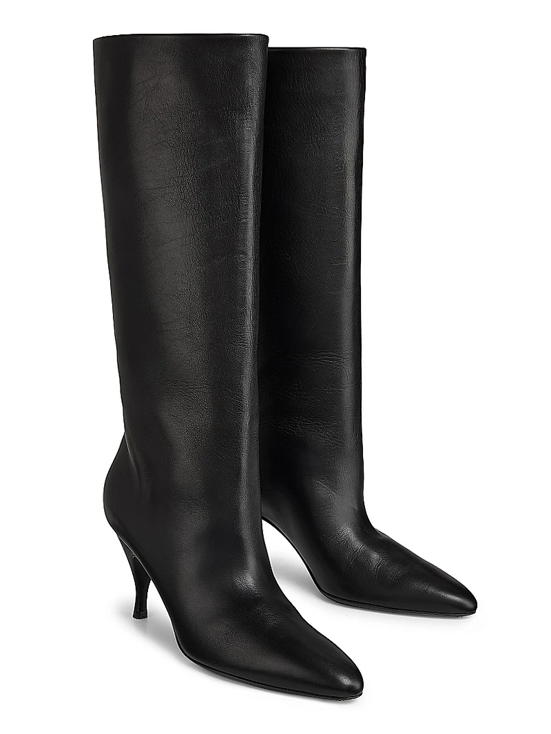 80MM Leather Knee-High Booties