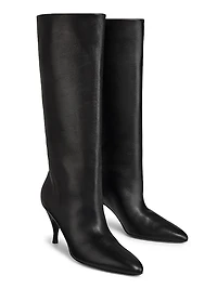 80MM Leather Knee-High Booties