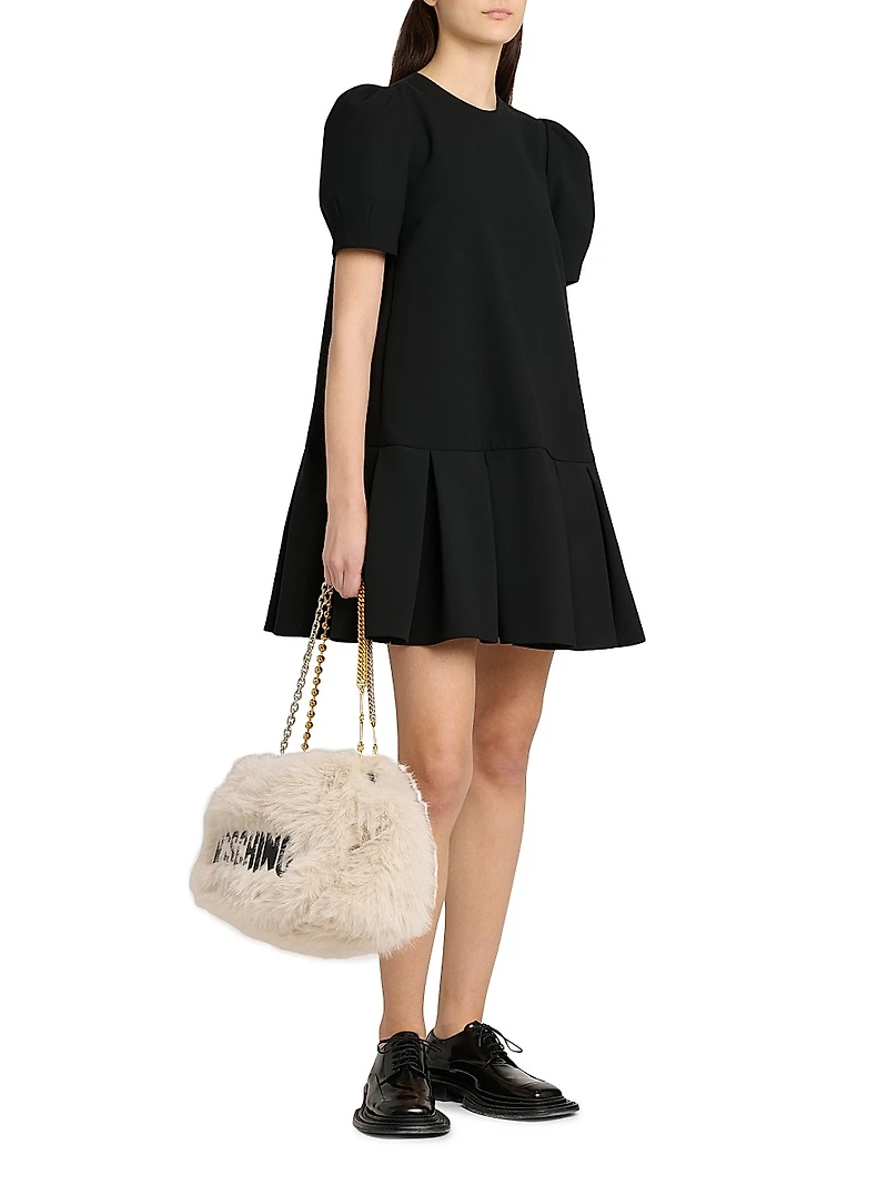 Pleated-Hem Oversized Minidress