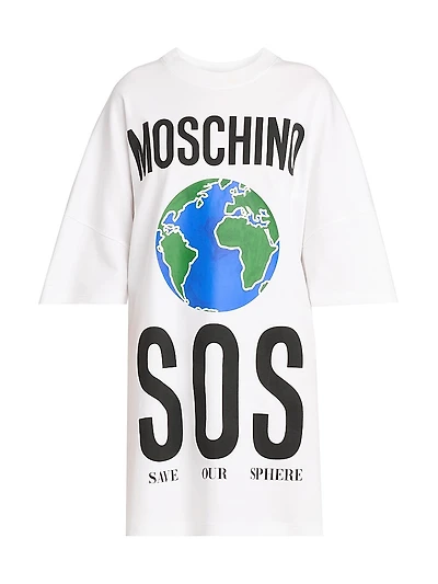 Earth Logo Cotton T-Shirt Dress