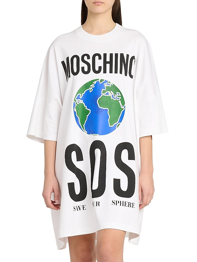 Earth Logo Cotton T-Shirt Dress