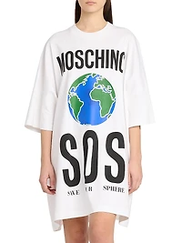 Earth Logo Cotton T-Shirt Dress