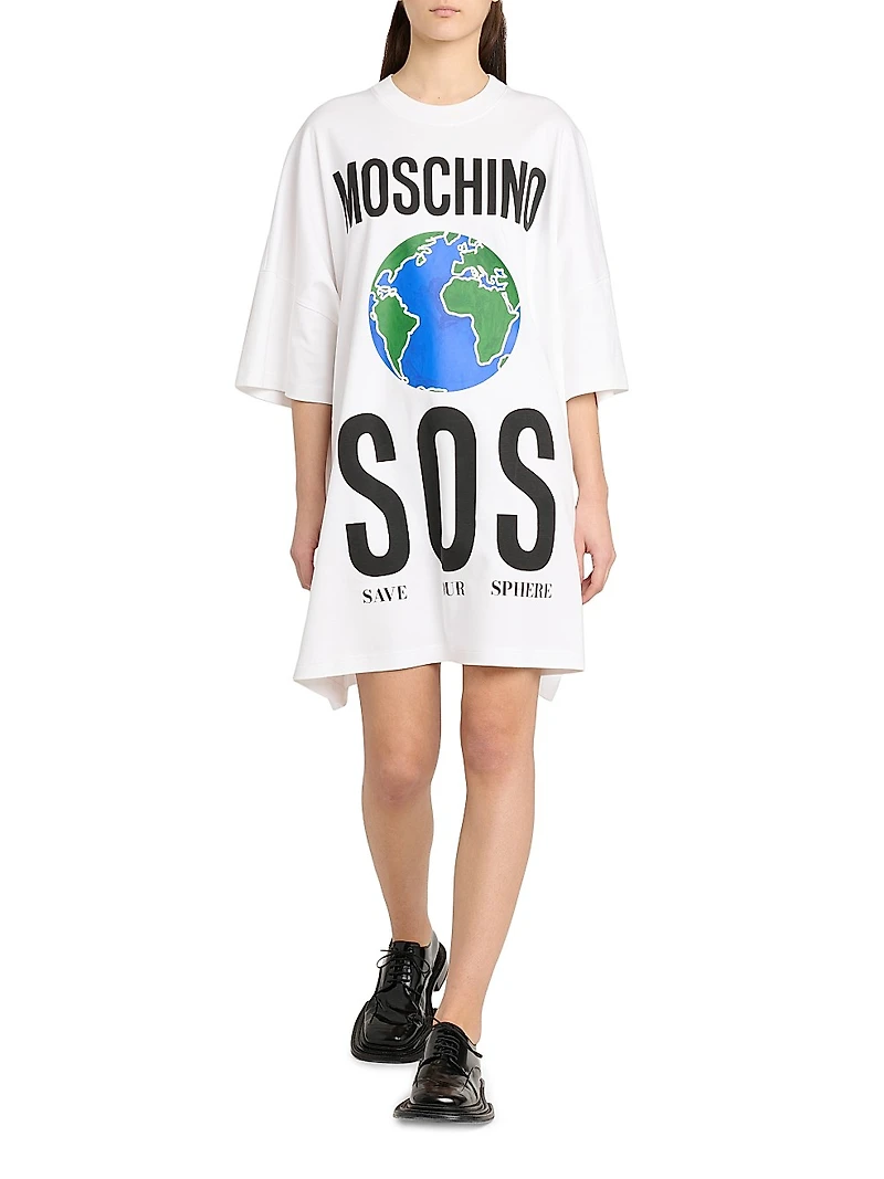 Earth Logo Cotton T-Shirt Dress