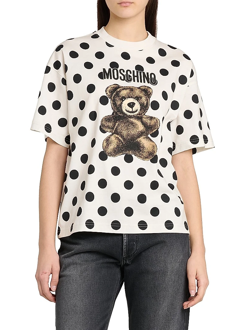 Polka Dot Bear Cotton Oversized T-Shirt