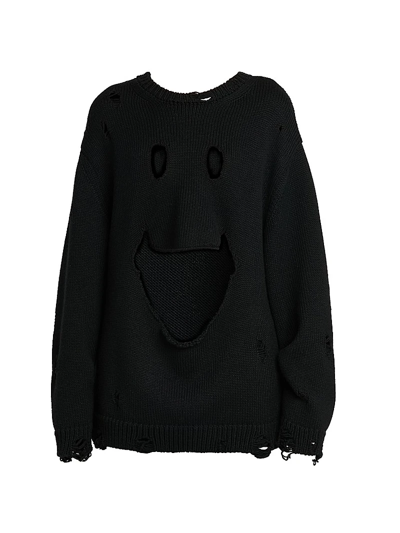 Smile Cut-Out Wool Oversized Sweater