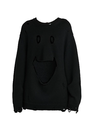 Smile Cut-Out Wool Oversized Sweater