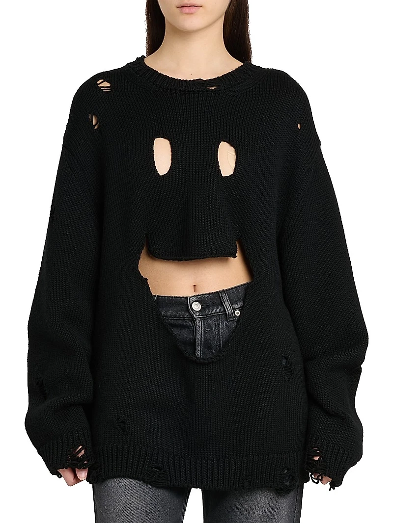 Smile Cut-Out Wool Oversized Sweater