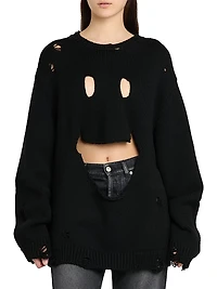 Smile Cut-Out Wool Oversized Sweater