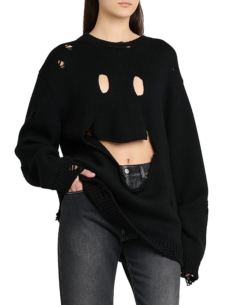 Smile Cut-Out Wool Oversized Sweater