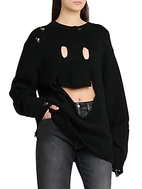 Smile Cut-Out Wool Oversized Sweater