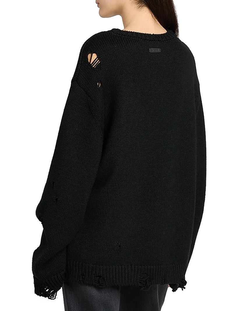 Smile Cut-Out Wool Oversized Sweater