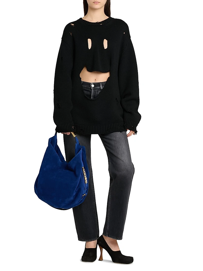 Smile Cut-Out Wool Oversized Sweater