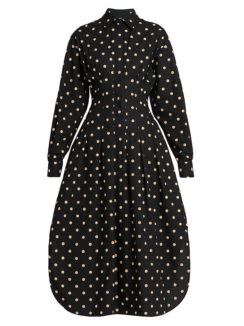 Polka Dot Cotton Midi-Dress
