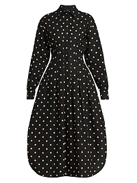 Polka Dot Cotton Midi-Dress