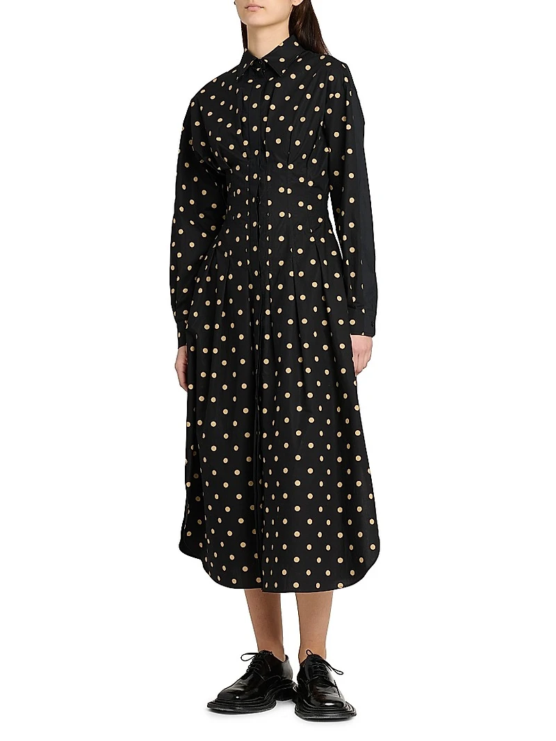 Polka Dot Cotton Midi-Dress